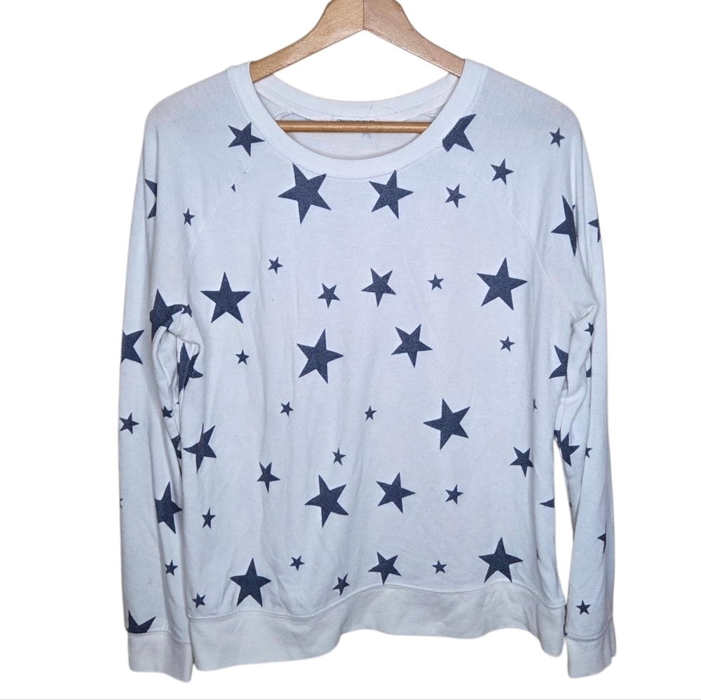 Grayson Threads | White Navy Star Print Sweatshirt Size Large